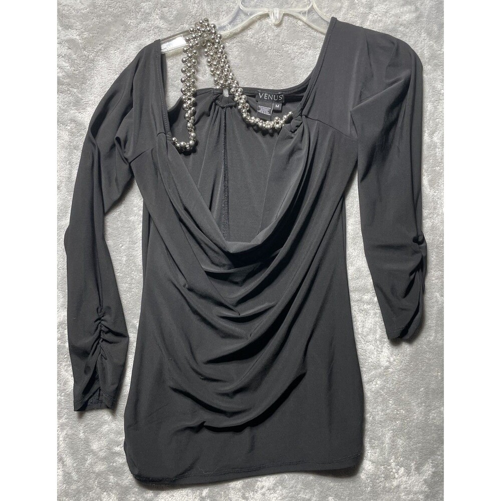Venus Black Off The Shoulder With Bead Embellishments Women’s Blouse Size M